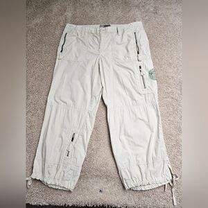 OLD NAVY VINTAGE Y2K Chalk Color Low Waist Cargo Capri Size 14